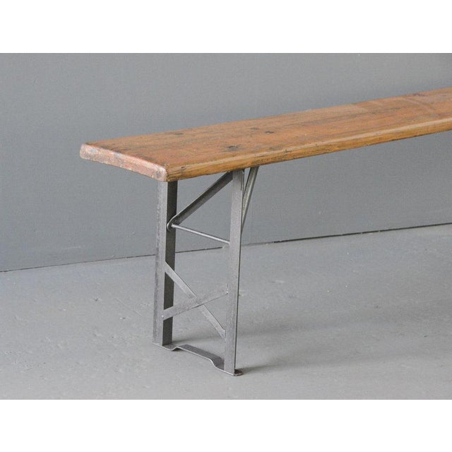 Bavarian Brewery Bench Circa 1930s. Foldable steel frame - Pine seat with branding to the underside of the seat - German ~...