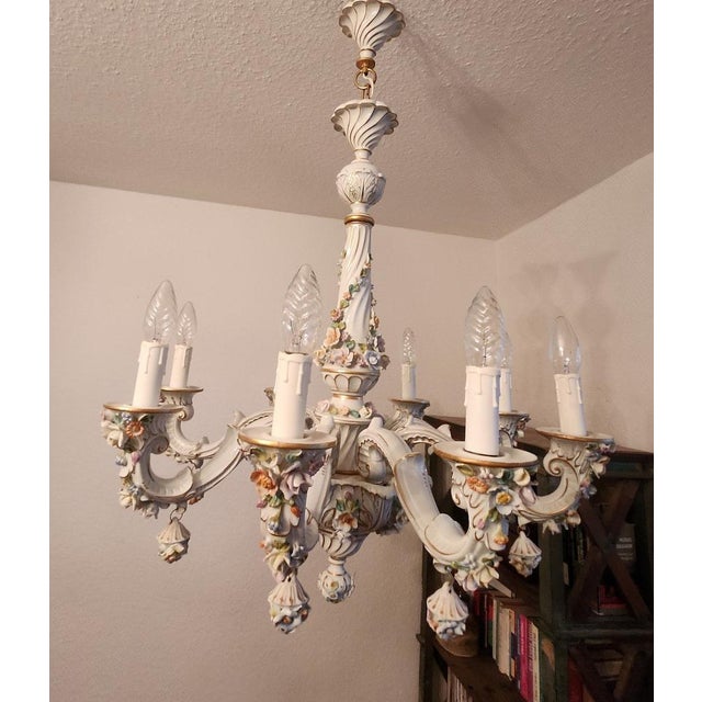 Hand-Shaped Chandelier in Porcelain from Capodimonte, 1960s For Sale - Image 17 of 18