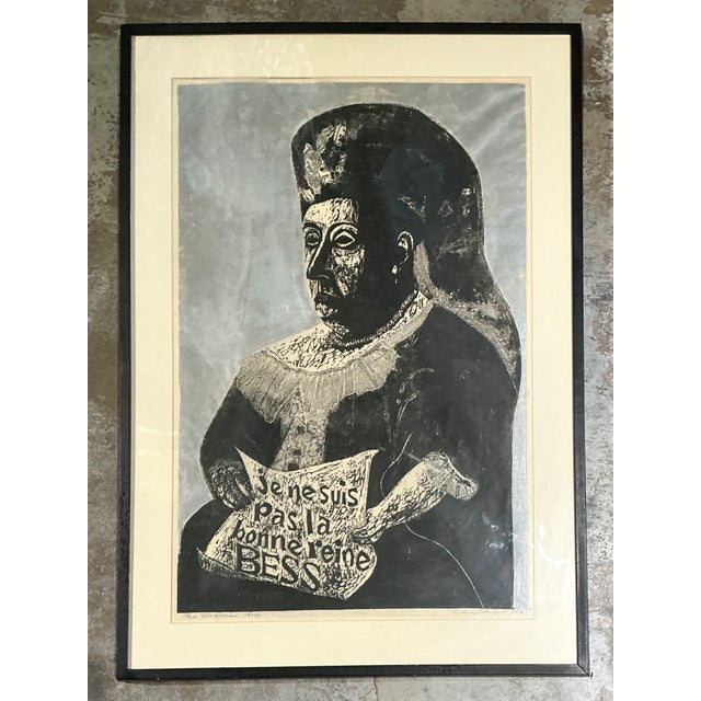 Metal Vintage Queen Victoria Abstract the Empress” Figurative Woodcut Print For Sale - Image 7 of 12