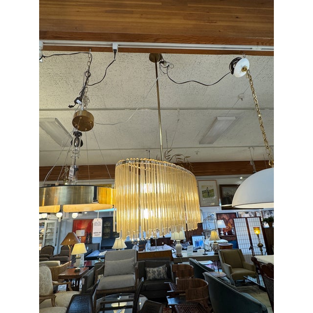 Metal Ethan Allen Orchard Midcentury Brass Chandelier For Sale - Image 7 of 12