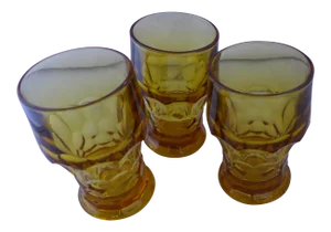 Mid-Century Modern Amber Water Glasses - Set of 3