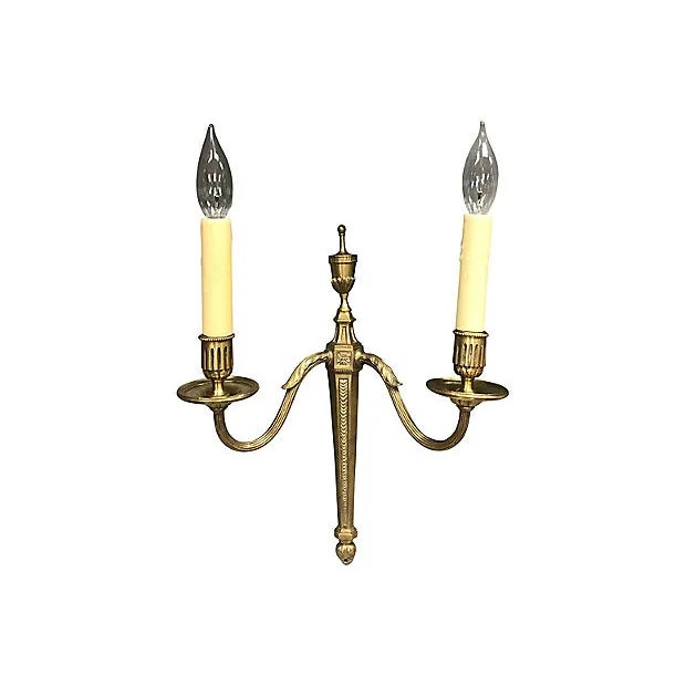Hollywood Regency Antique French Bronze Wall Sconces, a Pair For Sale - Image 3 of 4