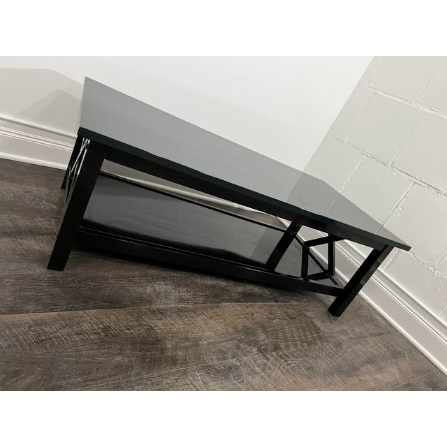 Refinished Coffee Table, All Black With Dark Green Top, High Gloss For Sale - Image 11 of 11