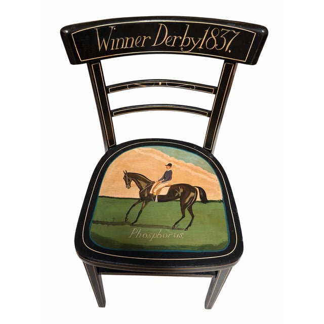 Folk Art Vintage Folk Art Horse Race Derby Winner Chair - 1837 Phosphorus For Sale - Image 3 of 5