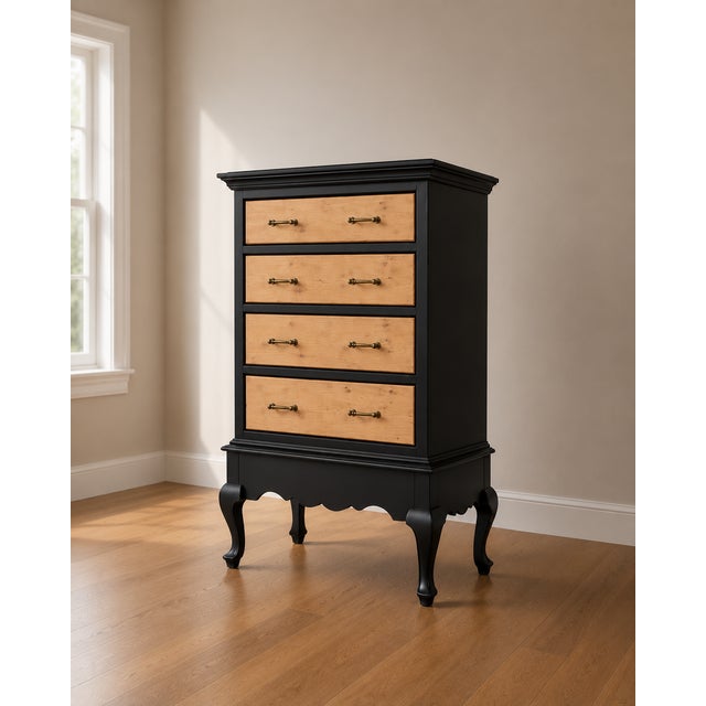 This beautifully refinished Queen Anne style high chest offers timeless elegance with a fresh, modern update. The cabinet...