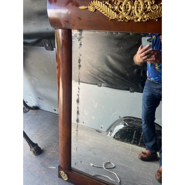 Wood Mid 19th Century French Empire Style Parcel Gilt Bronze Mounted Mahogany Pier Mirror & Console For Sale - Image 7 of 7