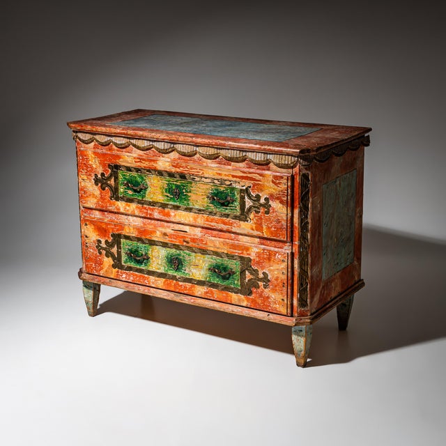 Red-Painted Commode from Irschenberg, Southern Germany, 19th Century For Sale - Image 3 of 10