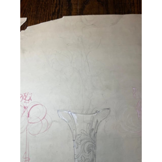 Antique 1800's Reed & Barton Original Silver Candelabra Blueprint Ink Sketch For Sale - Image 10 of 13