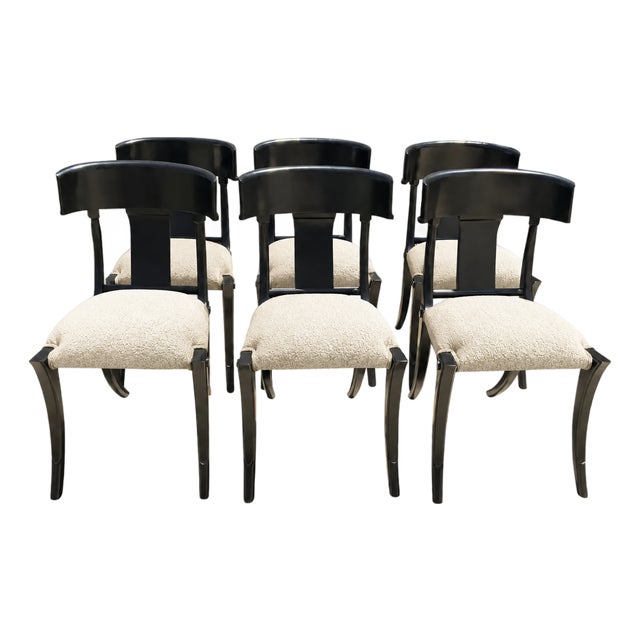 Mid Century Style Klismos Dining Chairs. Set of 6 For Sale