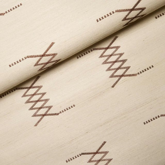 Schumacher SAMPLE - Schumacher x A Rum Fellow Kin Sisal Embroidery Wallpaper In Hazel On Ivory For Sale - Image 4 of 5