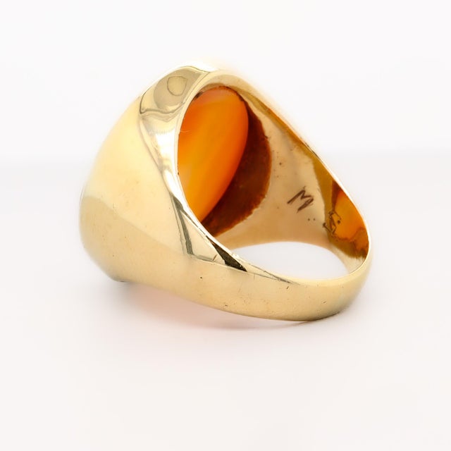 Gold Antique Neoclassical 14k Gold and Carnelian Intaglio of a Man Signet Ring For Sale - Image 8 of 13