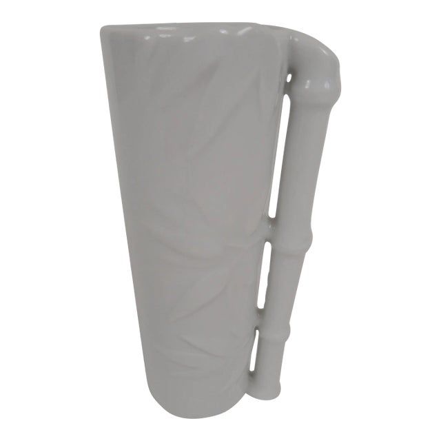 20th Century Chinese White Porcelain Bamboo Motif Brush Pot For Sale