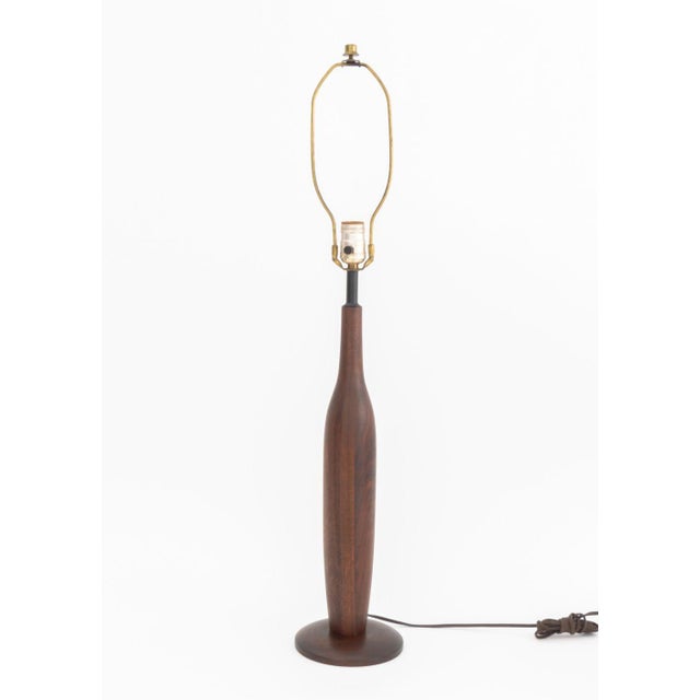 Tan Mid-Century Modern Teak Table Lamp For Sale - Image 8 of 9