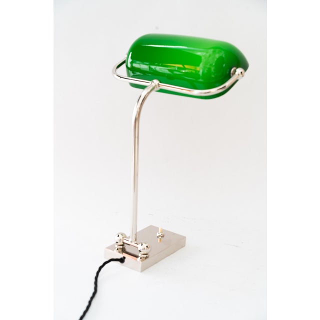 Adjustable nickel-plated art deco banker lamp Vienna around 1920s Deep from: 22-40 Fresh nickel-plated European Plug (up...