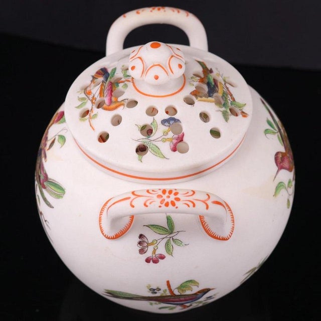 Antique Parian Pot Pourri Vase with Enamelled Birds attributed to Minton For Sale - Image 6 of 18