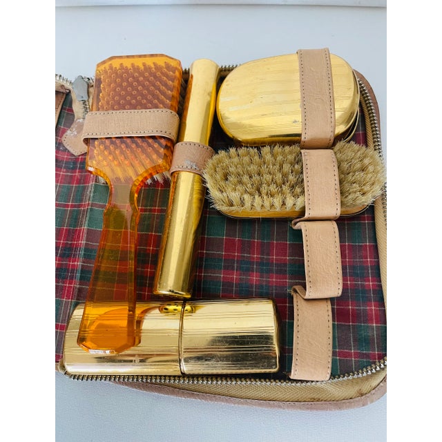 Mid-Century Modern 1950s Ostrich Leather Men’s Travel Dressing Set For Sale - Image 3 of 3