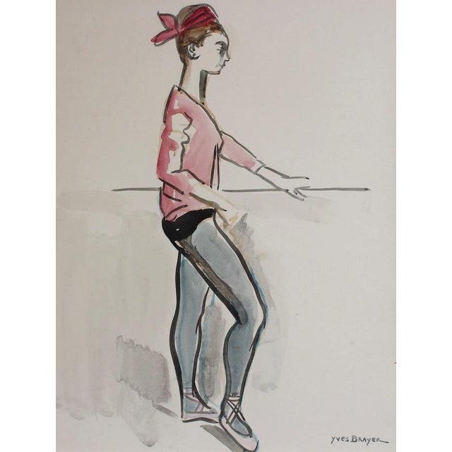 Muriel belmondo at the barre', watercolour on fine art paper, by yves brayer (1962). Muriel belmondo was a french ballet...