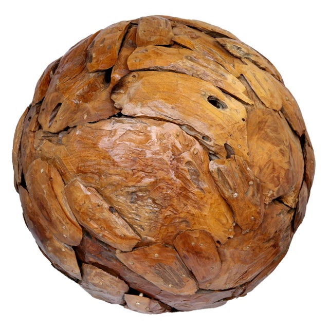 Burnt Umber A Vintage X-Large Wooden Ball For Sale - Image 8 of 10