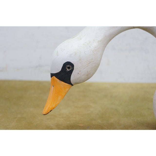 Mid 20th Century Vintage Wooden Wildlife Kennebunk Maine Hand Carved Solid Pine Swan Decoy 24" For Sale - Image 5 of 15