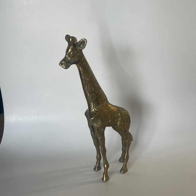 Mid-Century Modern Vintage Brass Giraffe, 11” For Sale - Image 3 of 4
