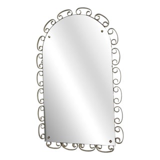 Vintage Faceted Mirror in Aluminum Frame, 1950s For Sale