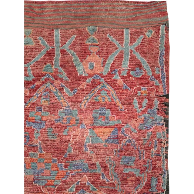 Galerie Shabab Collection Tribal Late 20th Century Handmade Moroccan Gallery Rug in Deep Red For Sale - Image 4 of 10