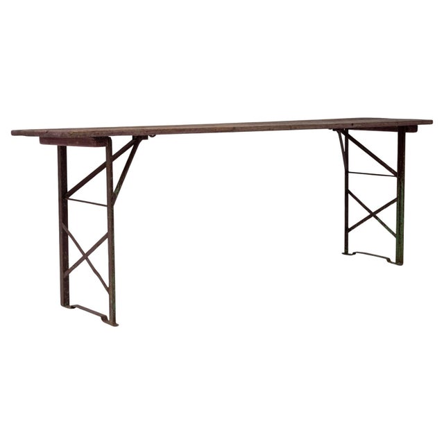 20th Century French Metal & Wooden Folding Garden Table For Sale - Image 15 of 18