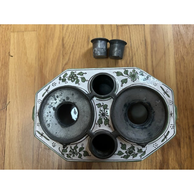 Italian Faience and Pewter Inkwell, 19th Century. For Sale - Image 11 of 11