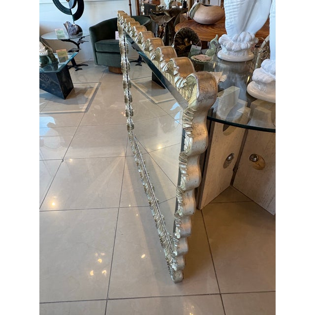 Vintage Large Italian Venetian Silver & Gold Scalloped Ruffle Wall Mirror For Sale - Image 11 of 12