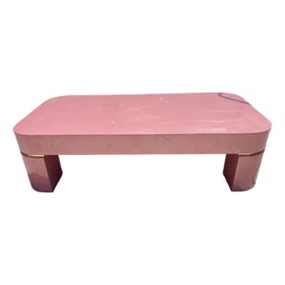 Vintage Postmodern Mauve Lacquer Coffee Table / Sculptural Display Table For Sale