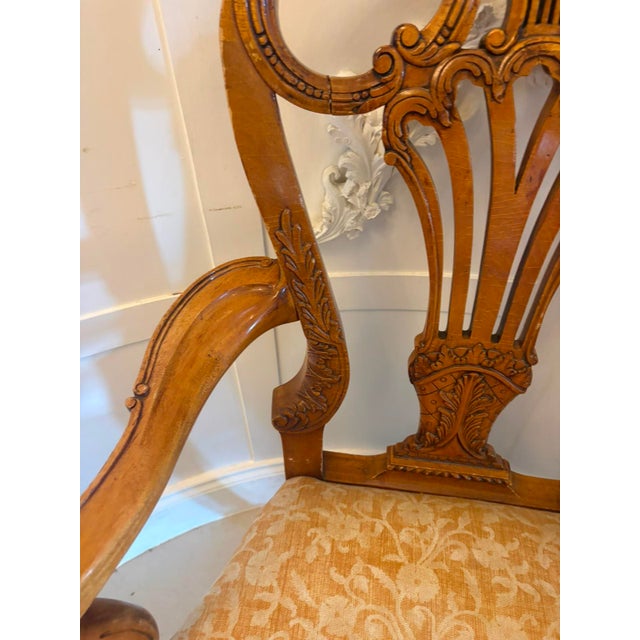 Antique Carved Walnut Desk Armchairs, 1920, Set of 2 For Sale - Image 10 of 18