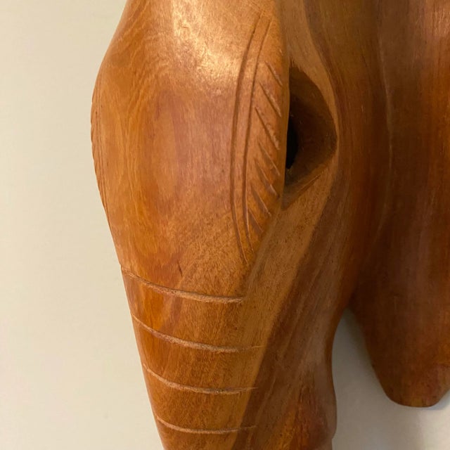 African African Tribal Folk Art Carved Wood Elephant Wall Sculpture For Sale - Image 3 of 6