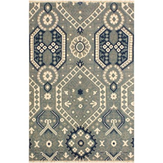 1990s Boho Chic Modern Gray/Ivory Wool & Viscose Rug - 4'1 X 6'6 For Sale