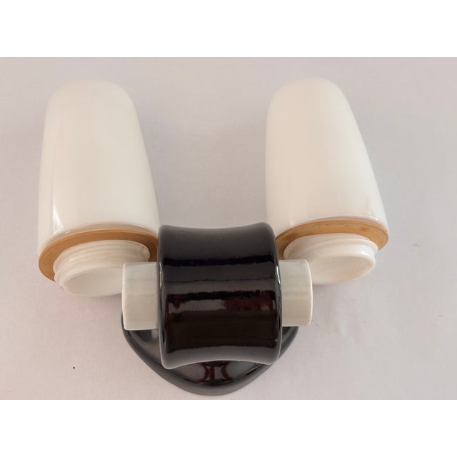 Black Model 6066 Sconce in Ceramic by Wilhelm Wagenfeld for Lindner, 1950s For Sale - Image 8 of 13