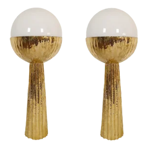 Pair of Cactus Brass and Glass Lamps, Italy 2000s