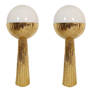Pair of Large Cactus Brass Lamps, Italy 2000s For Sale