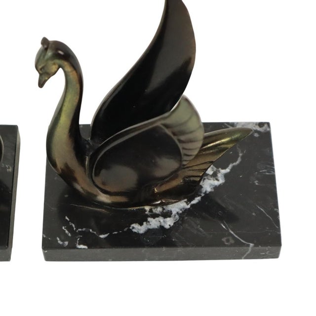 French Art Deco Swan Bookends, 1930s, Set of 2 For Sale - Image 9 of 18