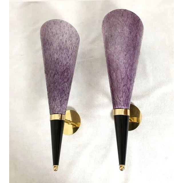 Mid-Century Modern Purple Murano Glass Sconces, Signed Mila Schon Italy 1970s For Sale - Image 3 of 12