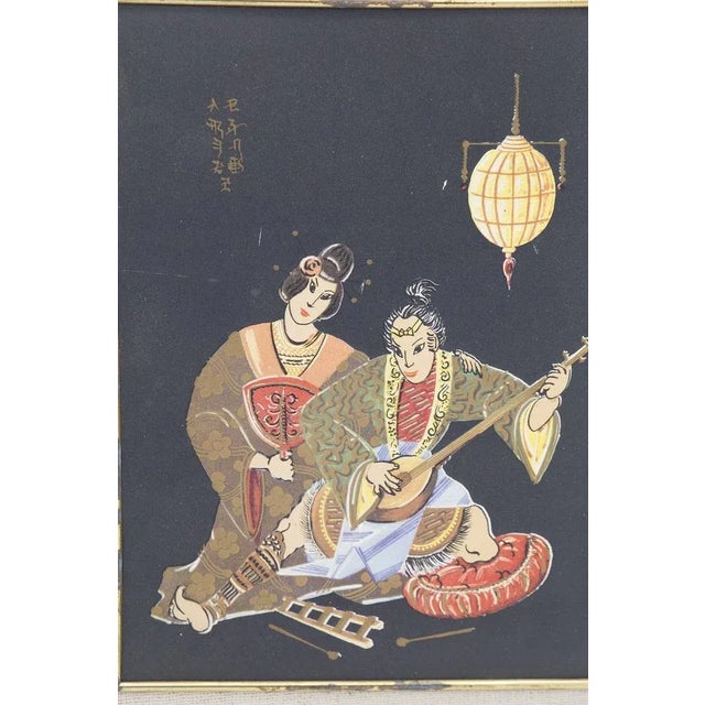 Ancient and very rare Japanese painting made in the early 1900s of fine Japanese manufacture. The painting has a...