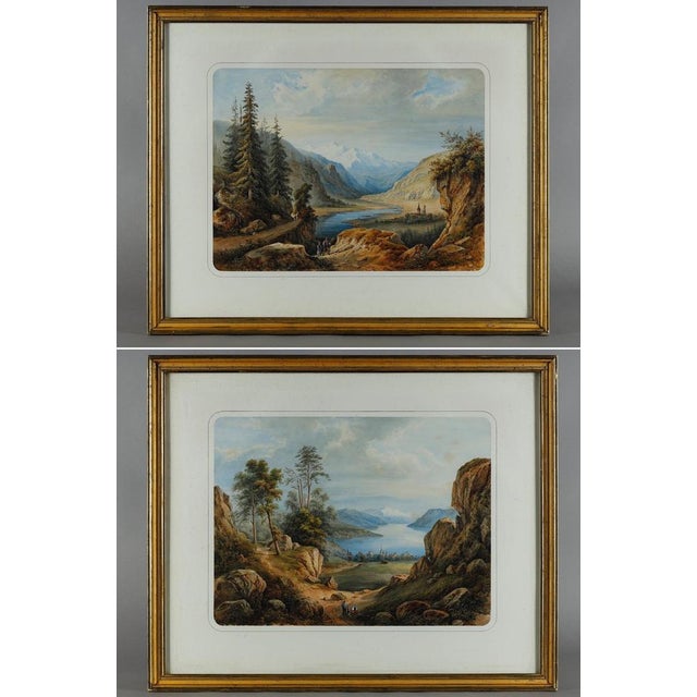 François-Jules Collignon, Landscapes, 1840, Watercolors, Set of 2 For Sale - Image 3 of 18