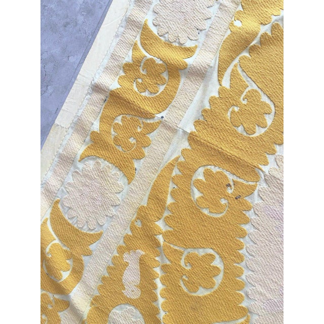 1960s Suzani Tribal Textile - Neutral Tan Tashkent Embroidery, 4'8'' X 5'1'' For Sale - Image 5 of 8