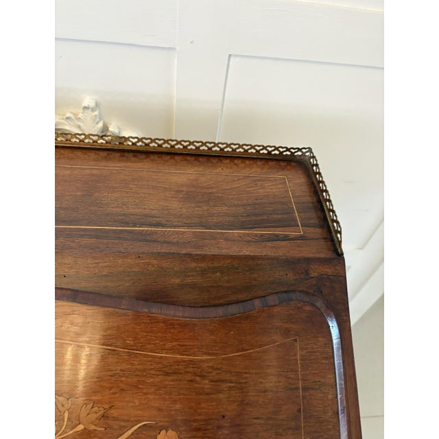 Antique Victorian French Rosewood Marquetry Inlaid Bureau, 1860s For Sale - Image 6 of 14
