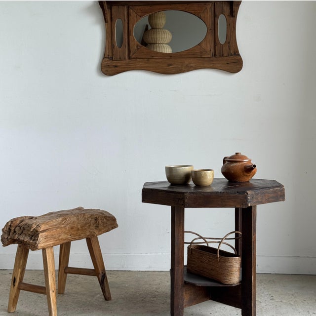 Small Antique Indonesian Teak Wall Mirror, 1980s For Sale - Image 14 of 18