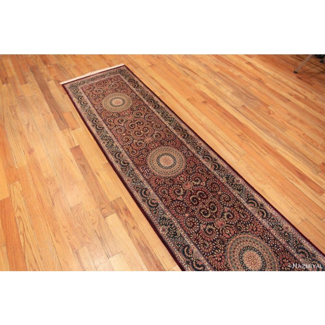 Breathtaking Luxurious Fine Floral Vintage Persian Silk Qum Hallway Runner Rug, country of origin: Persian Rugs, Circa...
