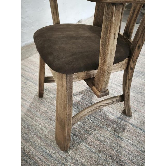 Dutch Brutalist Oak Armchair with Leather Seat, 1970s For Sale - Image 11 of 16