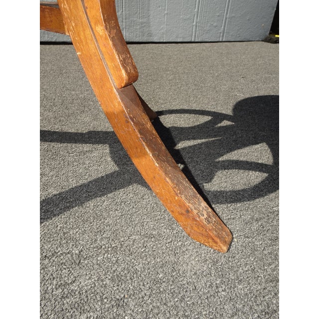 Antique Industrial Adjustable Swivel Oak Drafting Stool Barstool 1of3 ~ # 1 For Sale - Image 11 of 16