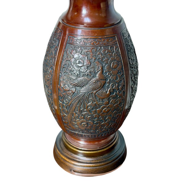 The Marbro Lamp Company Vintage Cast Bronze Table Lamp Asian Inspired by Marbro For Sale - Image 4 of 10