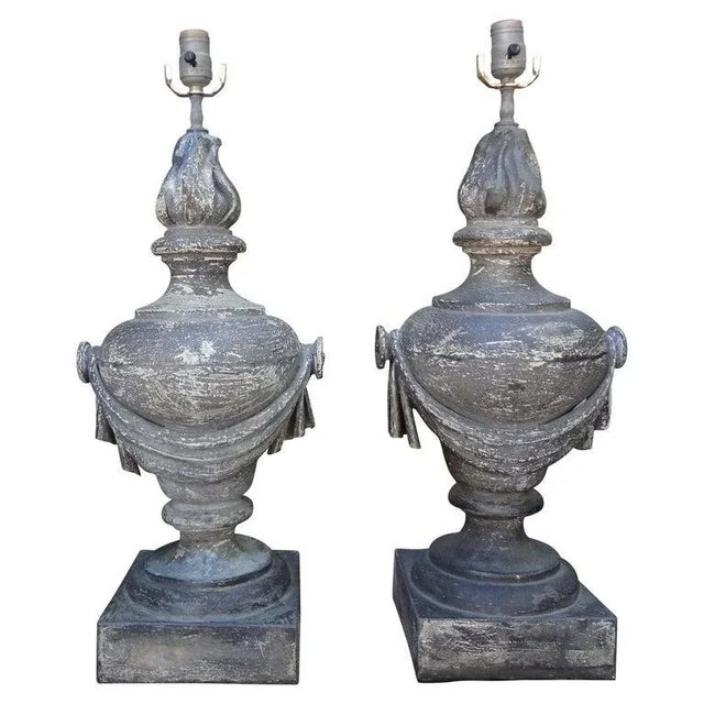 Pair of French Neoclassical Style Zinc Lamps For Sale - Image 10 of 11