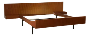 French Modernist Double Bed attributed to Joseph-André Motte, 1950s