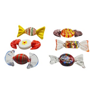 Vintage Blown Glass Murano Style Candies- Set of 6 For Sale